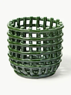 Handgefertigter Aufbewahrungskorb Nalan aus Keramik, H 15 cm