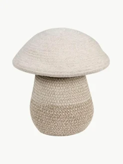 Handgefertigter Aufbewahrungskorb Mushroom mit Deckel, H 27 cm