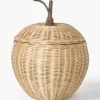 Handgefertigter Aufbewahrungskorb Apple aus Rattan
