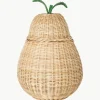 Handgefertigter Aufbewahrungskorb Pear aus Rattan