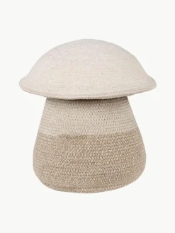 Handgefertigter Aufbewahrungskorb Mushroom mit Deckel, H 38 cm