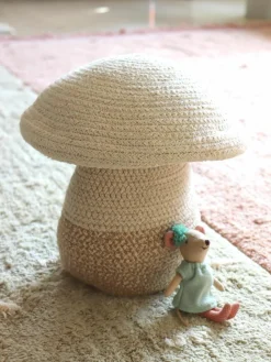 Handgefertigter Aufbewahrungskorb Mushroom mit Deckel, H 27 cm