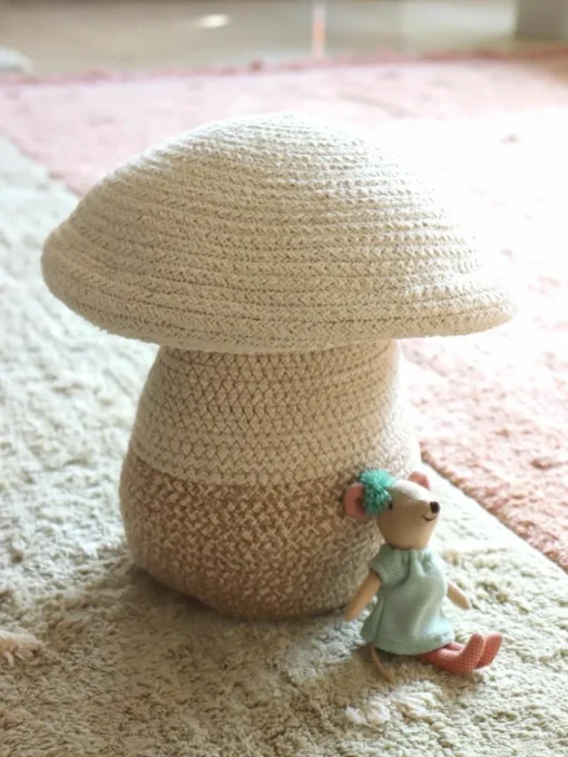 Handgefertigter Aufbewahrungskorb Mushroom mit Deckel, H 27 cm