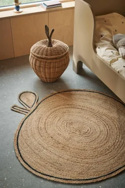 Handgefertigter Aufbewahrungskorb Apple aus Rattan
