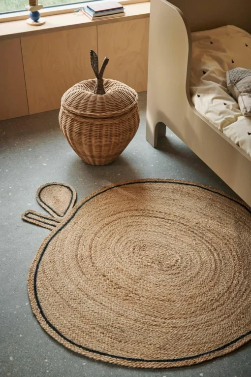 Handgefertigter Aufbewahrungskorb Apple aus Rattan