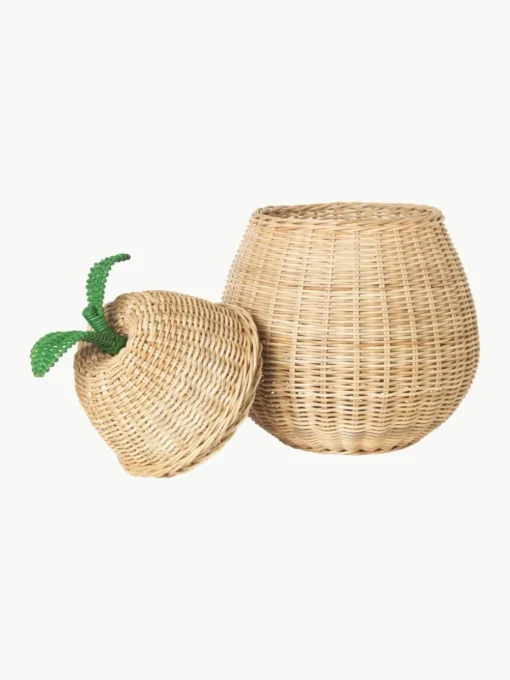 Handgefertigter Aufbewahrungskorb Pear aus Rattan