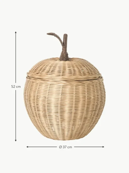 Handgefertigter Aufbewahrungskorb Apple aus Rattan