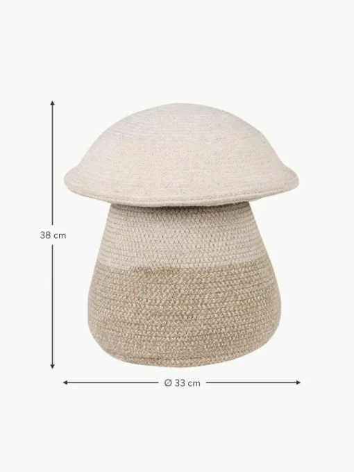 Handgefertigter Aufbewahrungskorb Mushroom mit Deckel, H 38 cm