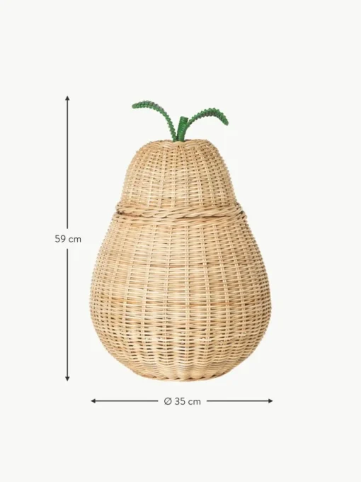 Handgefertigter Aufbewahrungskorb Pear aus Rattan