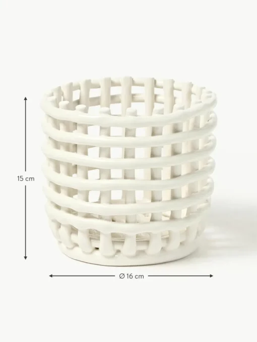 Handgefertigter Aufbewahrungskorb Nalan aus Keramik, H 15 cm
