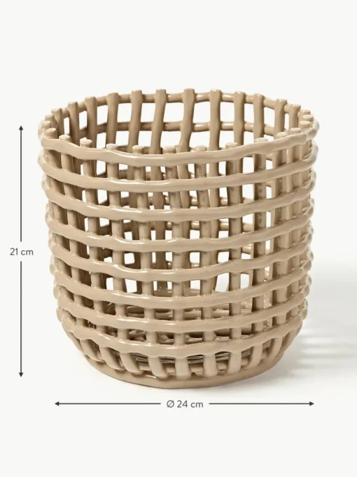 Handgefertigter Aufbewahrungskorb Nalan aus Keramik, H 21 cm