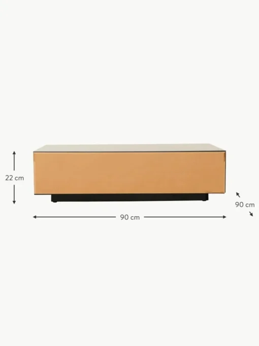 Handgefertigter Couchtisch Mirror aus Spiegelglas, B 90 cm