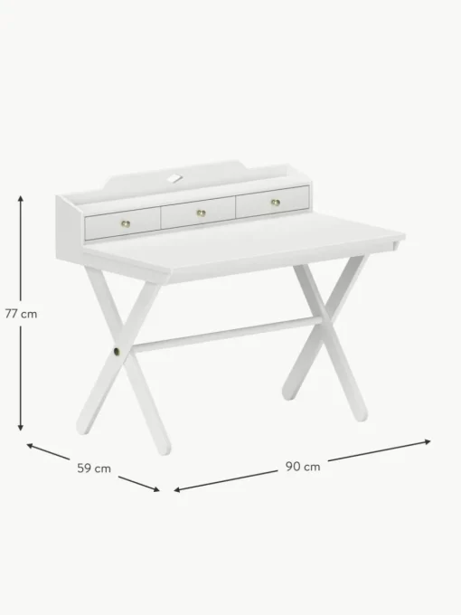 Handgefertigter Holz-Schreibtisch Luca, höhenverstellbar