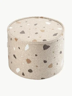 Handgefertigter Kinder-Pouf Sugar aus Bouclé, Ø 40 cm