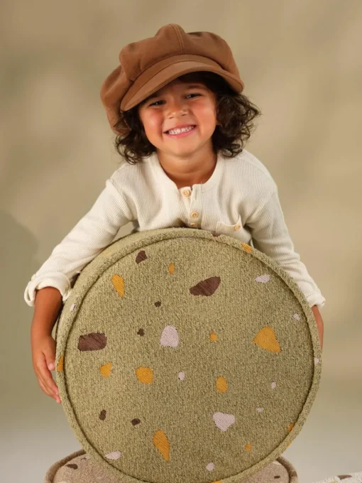 Handgefertigter Kinder-Pouf Sugar aus Bouclé, Ø 40 cm
