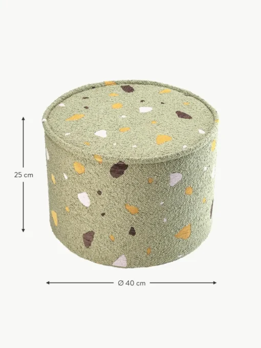 Handgefertigter Kinder-Pouf Sugar aus Bouclé, Ø 40 cm