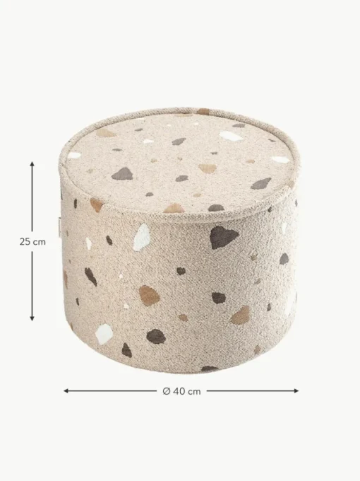 Handgefertigter Kinder-Pouf Sugar aus Bouclé, Ø 40 cm