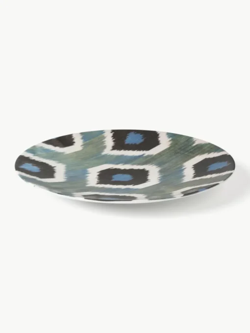 Handgefertigter Porzellan-Platzteller Ikat