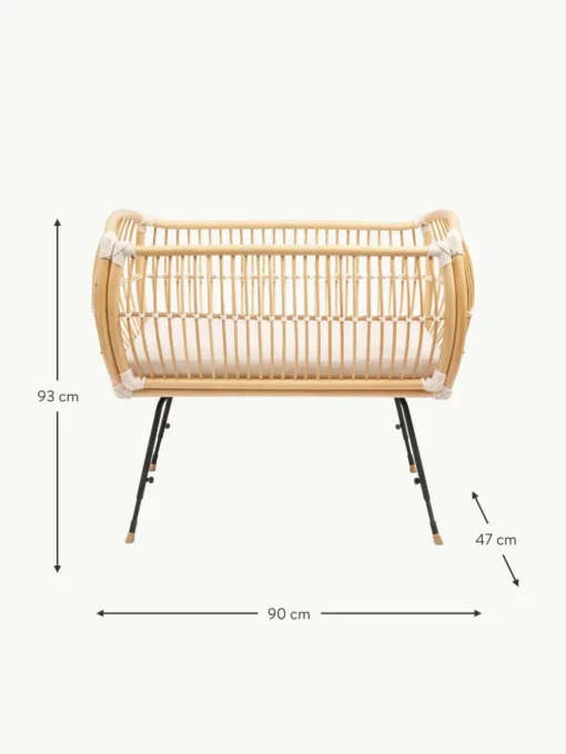 Handgefertigtes Beistell-Babybett Martha aus Rattan, höhenverstellbar