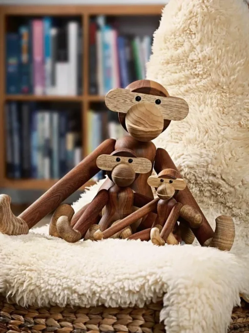 Handgefertigtes Deko-Objekt Monkey aus Teakholz, H 10 cm