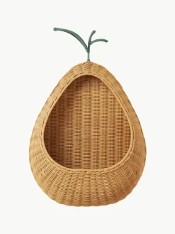 Handgefertigtes Wandregal Pear aus Rattan