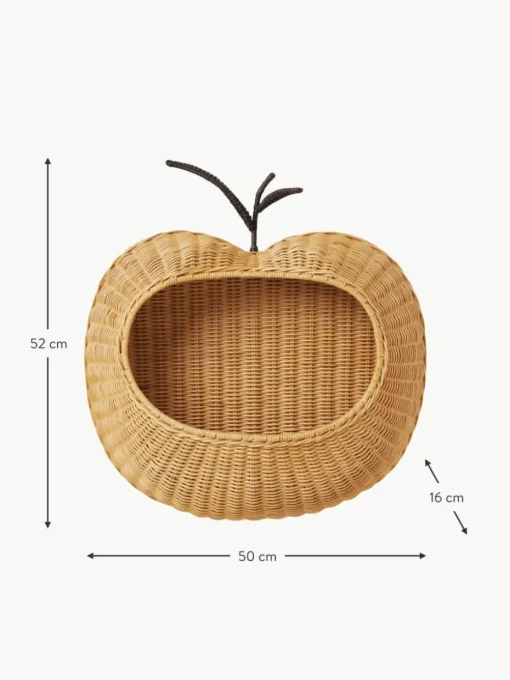 Handgefertigtes Wandregal Apple aus Rattan