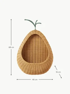 Handgefertigtes Wandregal Pear aus Rattan