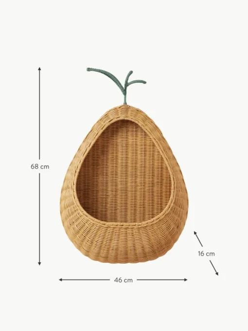 Handgefertigtes Wandregal Pear aus Rattan