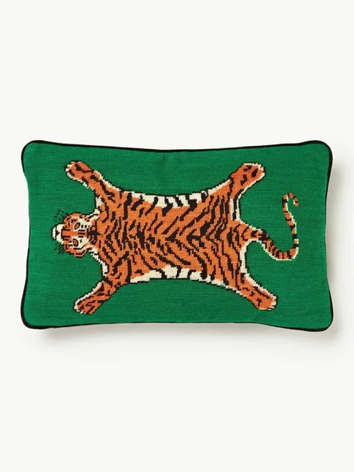Handgefertigtes Woll-Dekokissen Tiger