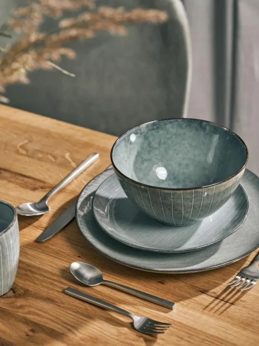 Handgemachte Frühstücksteller Nordic Sea, 4 Stück