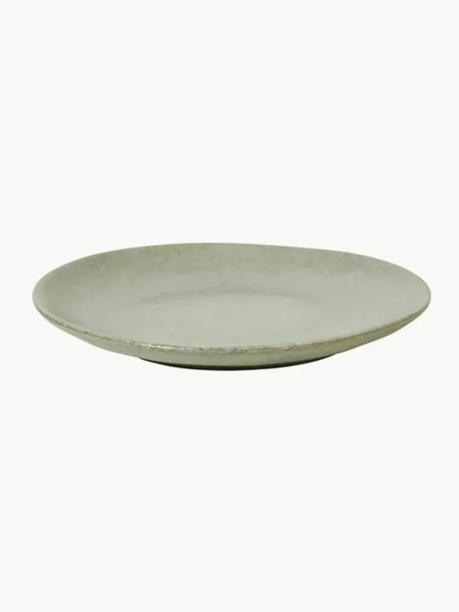 Handgemachte Frühstücksteller Nordic Marsh, 4 Stück