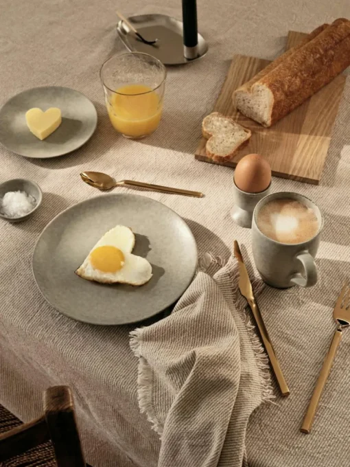 Handgemachte Frühstücksteller Nordic Marsh, 4 Stück