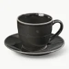 Handgemachte Kaffeetasse Nordic Coal mit Untertasse