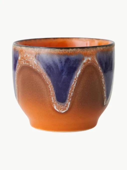 Handgemachte Keramik-Kaffeebecher 70's, 4 Stück