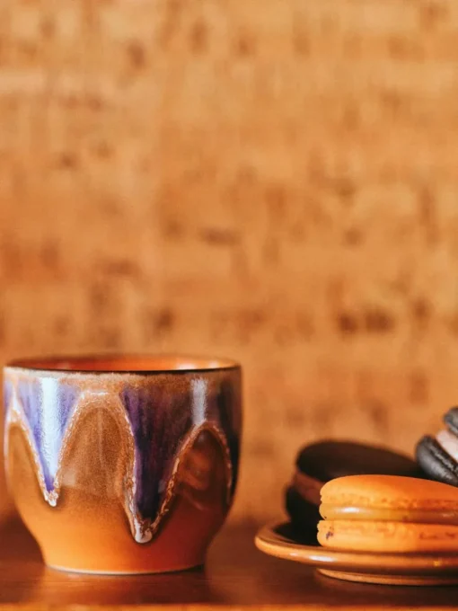 Handgemachte Keramik-Kaffeebecher 70's, 4 Stück