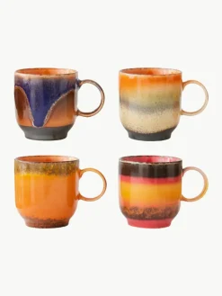 Handgemachte Keramik-Tassen 70's, 4er-Set