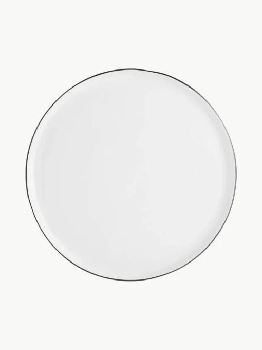 Handgemachte Porzellan-Speiseteller Salt, 4 Stück
