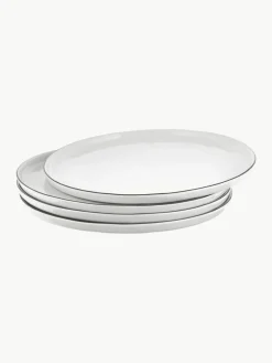 Handgemachte Porzellan-Speiseteller Salt, 4 Stück