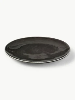 Handgemachte Speiseteller Nordic Coal, 4 Stück