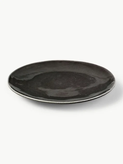 Handgemachte Speiseteller Nordic Coal, 4 Stück