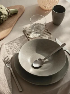 Handgemachte Suppenteller Nordic Marsh, 4 Stück