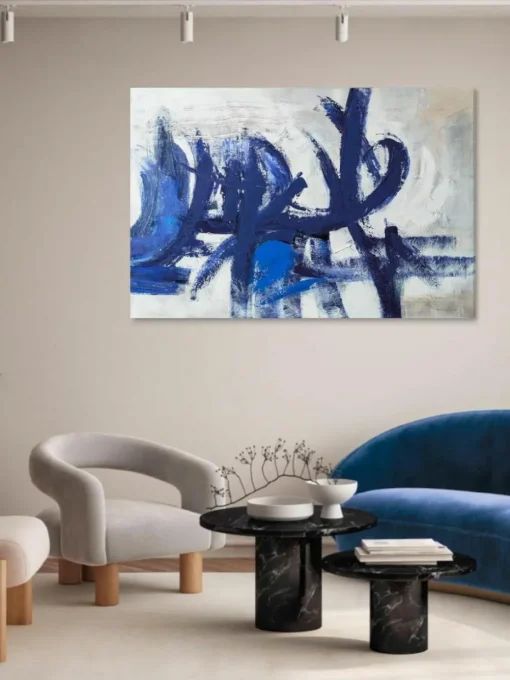 Handgemaltes Leinwandbild Blue Stroke