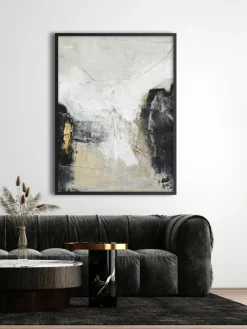 Handgemaltes Leinwandbild White Noir mit Holzrahmen
