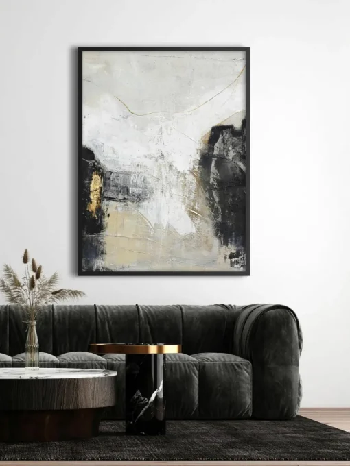 Handgemaltes Leinwandbild White Noir mit Holzrahmen