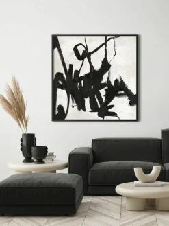 Handgemaltes Leinwandbild Playblack mit Holzrahmen