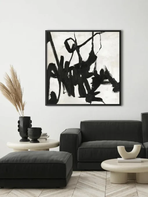Handgemaltes Leinwandbild Playblack mit Holzrahmen