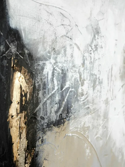 Handgemaltes Leinwandbild White Noir mit Holzrahmen