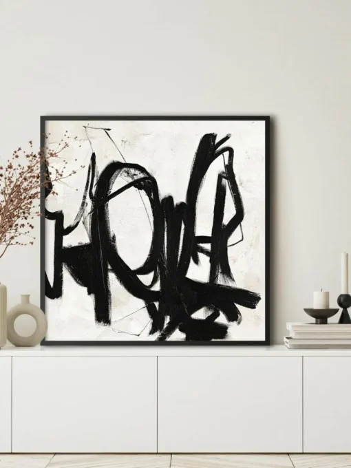 Handgemaltes Leinwandbild Playblack mit Holzrahmen