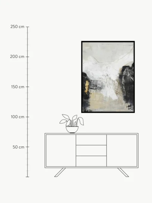 Handgemaltes Leinwandbild White Noir mit Holzrahmen