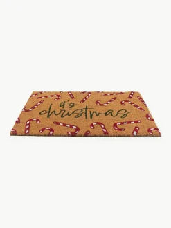 Handgetuftete Fußmatte Anuka mit Weihnachtsmuster
